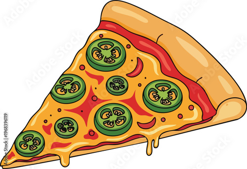 A Delicious Slice of Spicy Jalapeno Pizza with Melting Cheese.