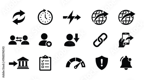 Collection of various business and technology icons