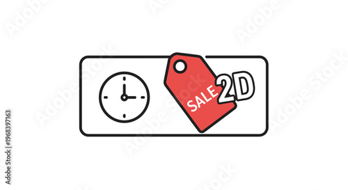 Sale Discount Tag with Clock.