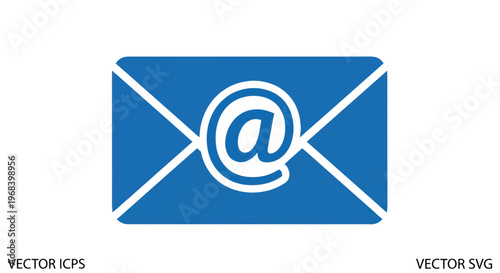 Email Icon, Envelope with At Symbol, Digital Communication Concept