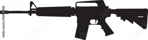 Black rifle silhouette illustration vector isolated on transparent background for army art