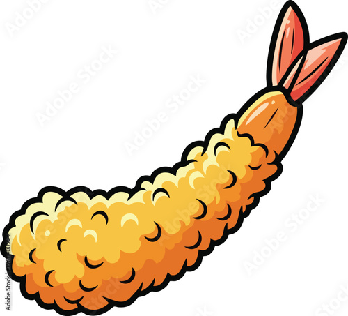 Delicious Crispy Golden Brown Shrimp Tempura Illustration.