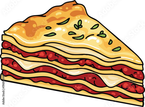 Delicious Slice of Lasagna with Layers of Pasta and Meat Sauce.