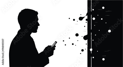 man using smartphone with social media concept