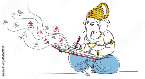 Ganesha Hindu Elephant God Idol Sitting.