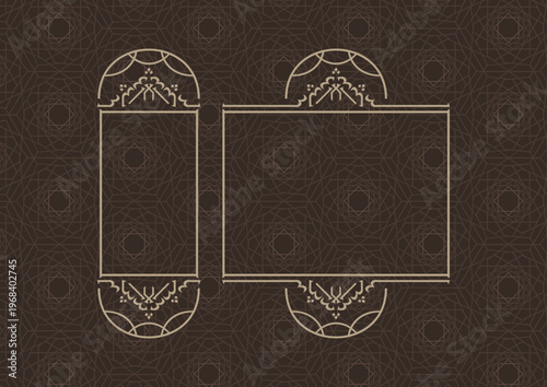 Geometric Ornate Frames with Wood Brown Color Islamic Pattern Background