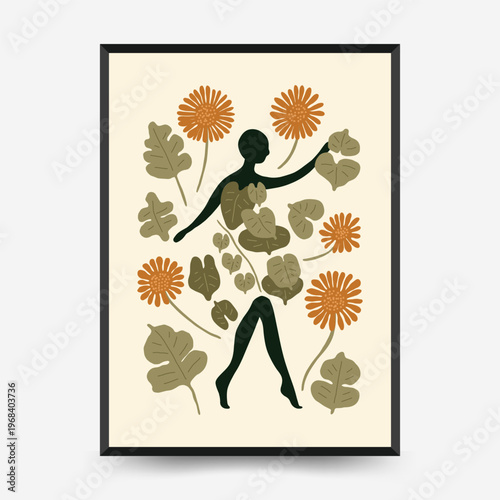 Abstract Tropical Figure Floral Pattern Botanical Poster