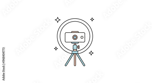 Camera on a tripod stand.