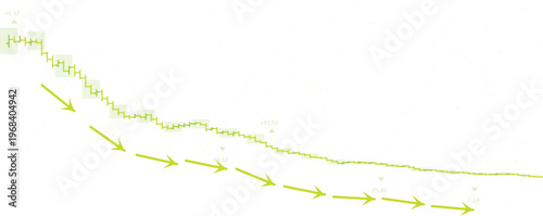 Abstract green data graph with downward trend, a conceptual vector illustration of decline. Economic recession, financial crisis, or business loss visualization.