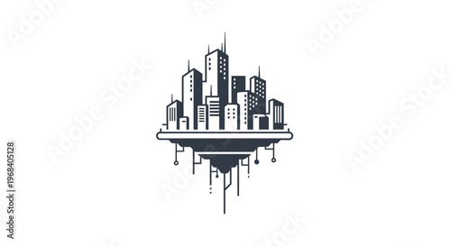 City Skyline with Floating Buildings High.
