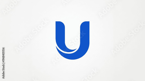 Modern 3D Letter U Logo with Blue Gradient Fluid Ribbon on White Background