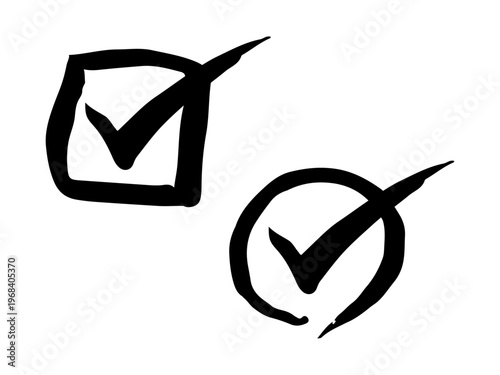 手書きの筆のレ点