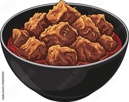 Delicious Bowl of Hearty Stewed Meat Chunks in Rich Sauce.