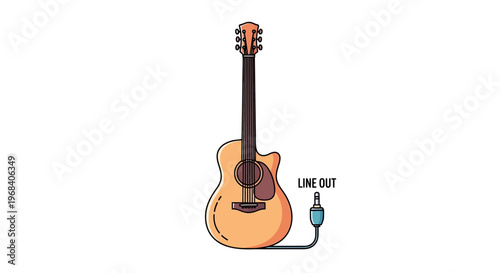 Acoustic Guitar with Electric Cord Attached.