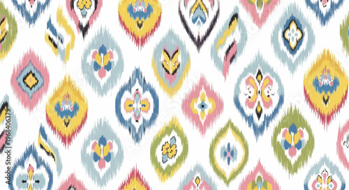 Colorful diamond shaped fabric patterns.