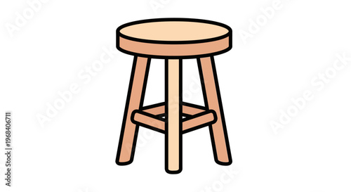 Wooden Stool with Three Legs.
