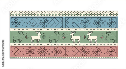 Llamas in colorful patterned textile design.