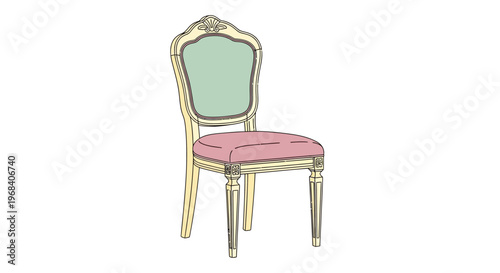 Vintage chair with pink cushion seat.
