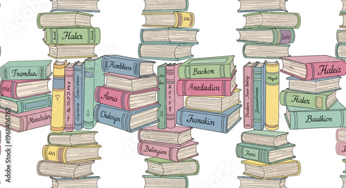 Stack of colorful books together.