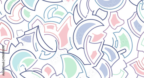 Colorful abstract shapes and symbols.