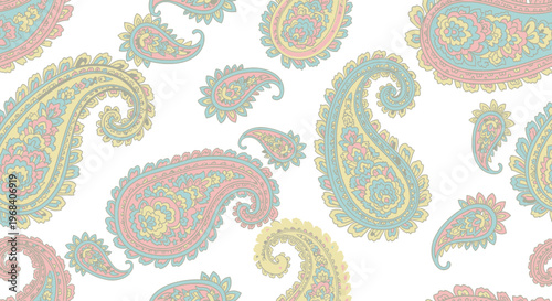 Colorful Paisley Pattern Design Elements.