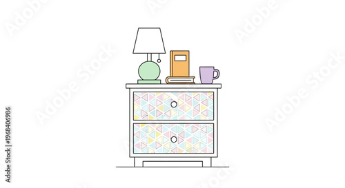 Simple line drawing of a dresser.