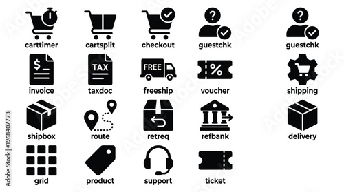 Collection of ecommerce icons for business and shopping concepts