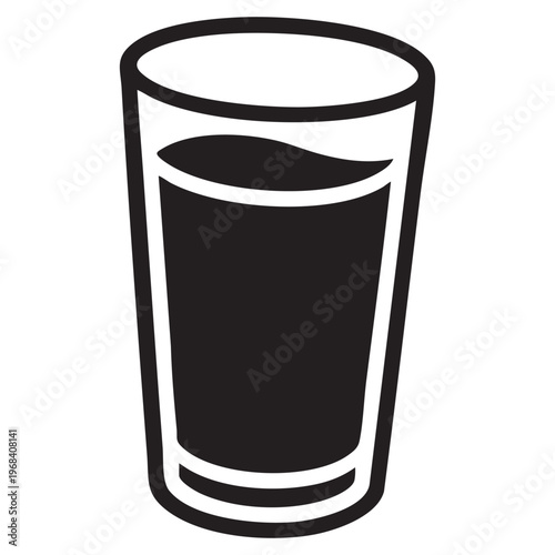 Black outline of a tall glass filled with dark liquid on a white background Keywords: tall glass, drinking glass, beverage, liquid, drink, water