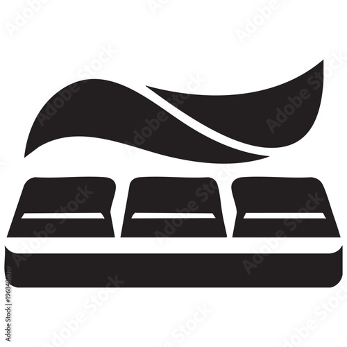 Black and white icon of three chocolate truffles with steam