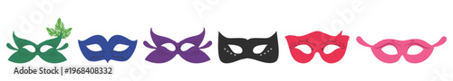 Colorful Masquerade Carnival Masks Vector Set for Party and Festival Design