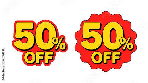 Discount labels fifty percent off sale promotion stickers