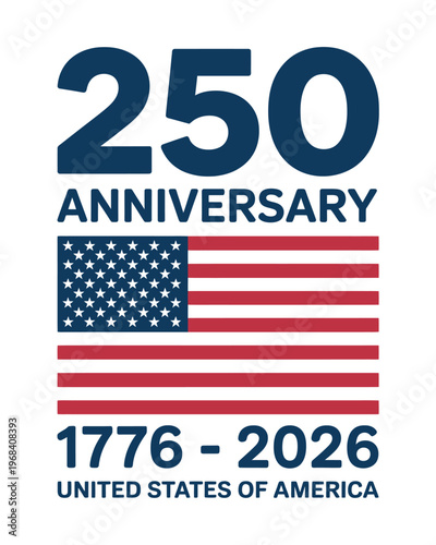 US 250th anniversary celebration logo with American flag  United States of America
