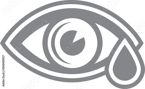 Vector graphic illustration of a crying eye with a tear drop