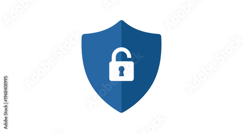 Digital Shield and Unlocked Padlock Graphic Representing Security and Access Control Concepts