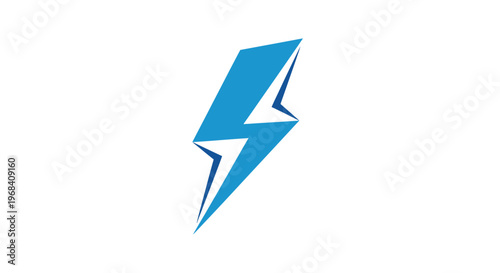 Blue Electric Lightning Bolt Icon.