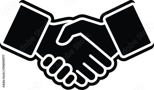 Vector graphic illustration of two hands shaking in a firm handshake