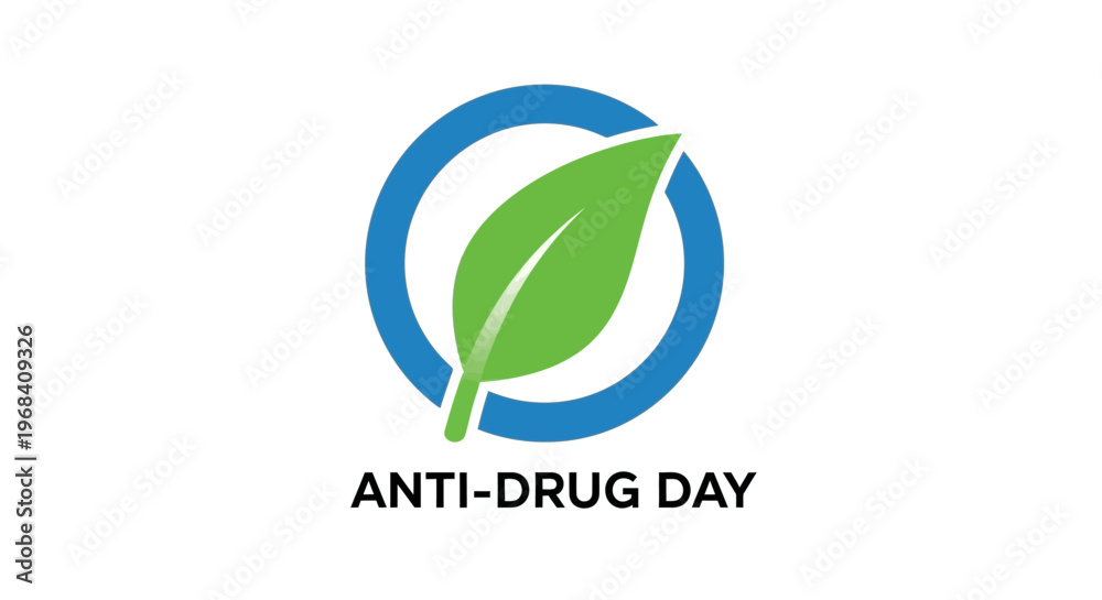 Fototapeta premium Green leaf anti drug day symbol.