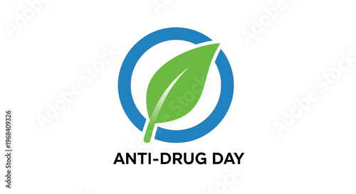 Green leaf anti drug day symbol.