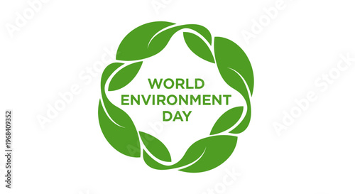 Green leaves World Environment Day logo.