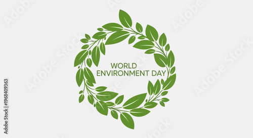 Green leaves wreath eco symbol.