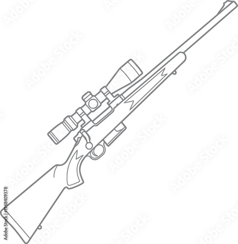 Vector illustration of a tactical rifle and a sniper rifle side by side with scopes and grips in a detailed graphic design for military and hunting purposes