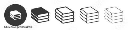 Stack of Books thin line and solid icon. Multi series icon. Web minimal icon