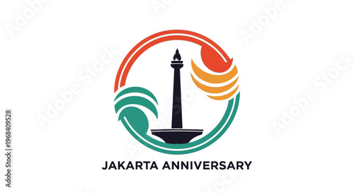 Monas Jakarta Monument Icon Logo Design.