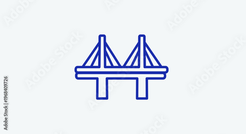 Simple blue bridge line icon.