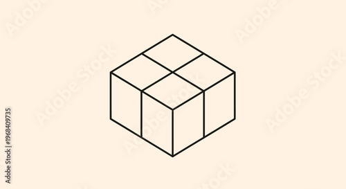Simple Cube Shape Made of Squares.