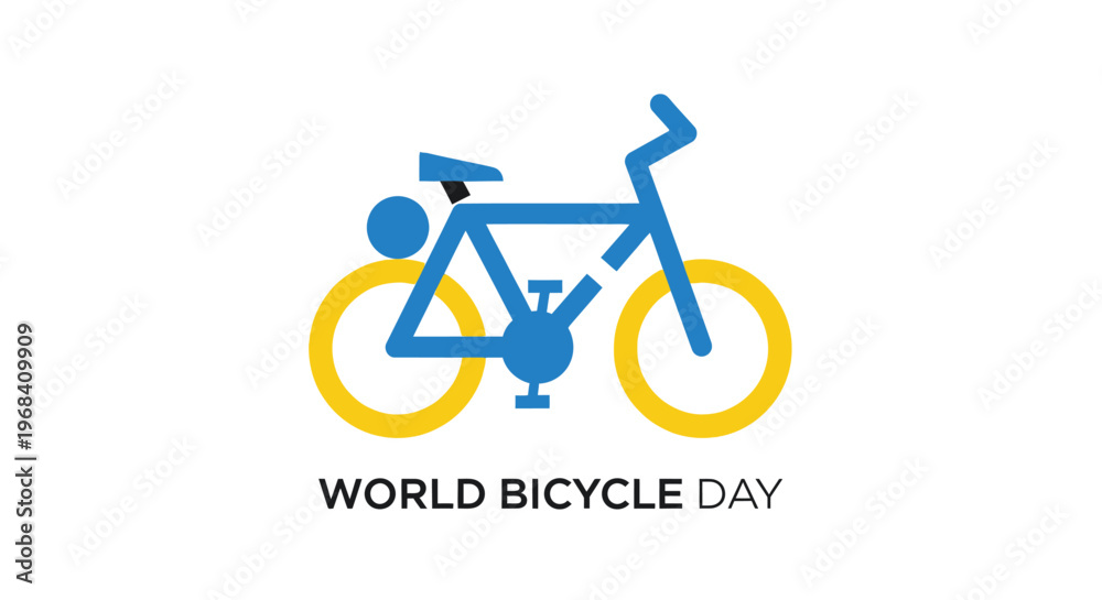 Fototapeta premium World Bicycle Day Logo Design 1.