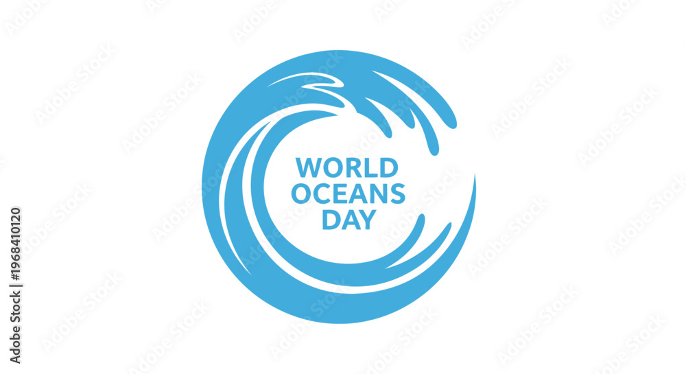 Naklejka premium World Oceans Day Logo Design 1.
