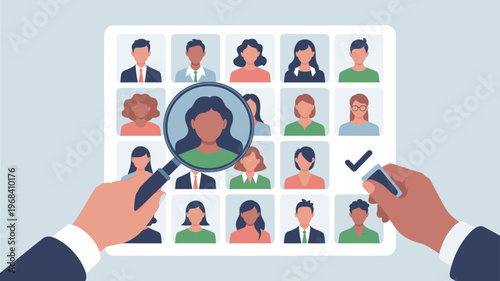 Structured Inclusive Hiring Process and Diversity Talent Audit Vector Illustration