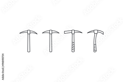 Collection of four distinct pickaxe icons in a clean line art style