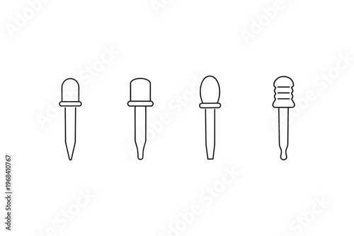 Set of four different dropper icons with simple line art design